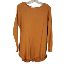 Michael Kors Women's Knit Tunic Sweater Side Zip Round Hem Pullover Yellow Small